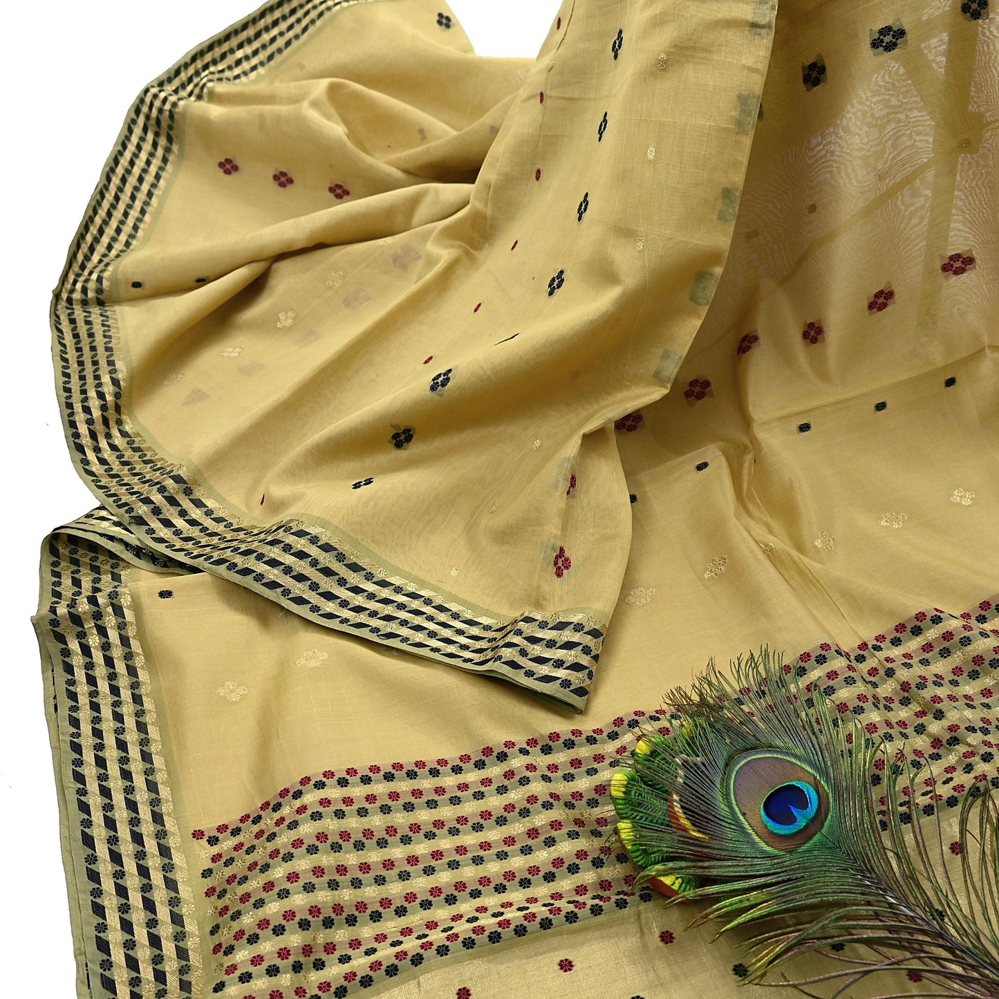 Indian Vintage Sari Beige Pure chanderi Silk Woven Sarees Fabric 5Yd Soft Zari Border Floral Dress making bollywood
