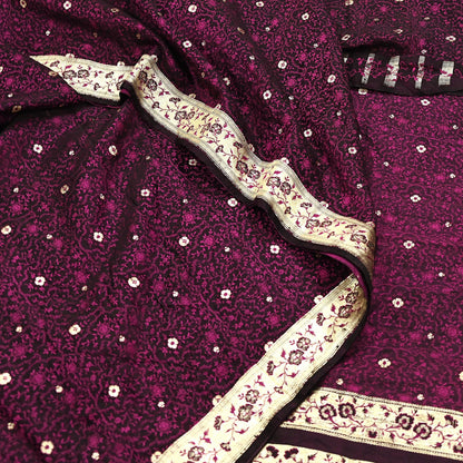 Vintage Black Banarasi Silk Saree Pure Satin Silk Handwoven Tanchoi Fabric with Paisley Weave 5 Yard Dressmaking Craft Material