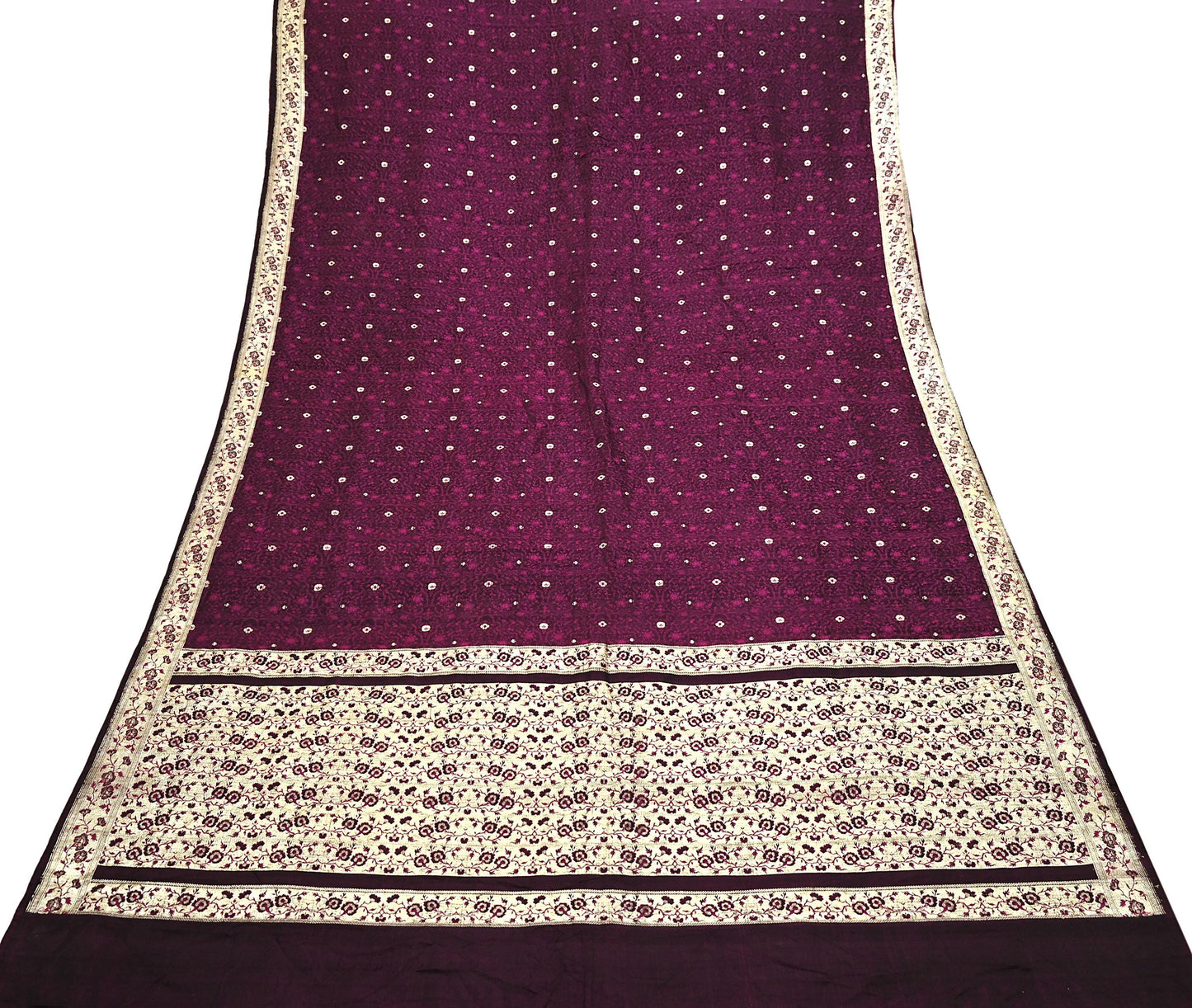 Vintage Black Banarasi Silk Saree Pure Satin Silk Handwoven Tanchoi Fabric with Paisley Weave 5 Yard Dressmaking Craft Material
