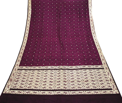 Vintage Black Banarasi Silk Saree Pure Satin Silk Handwoven Tanchoi Fabric with Paisley Weave 5 Yard Dressmaking Craft Material