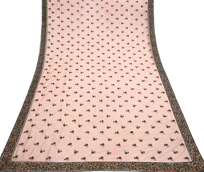 Indian Vintage Heavy Orange Dupatta Net Mesh Long Stole Hand Embroidered Scarves Golden Zardozi Dabka Zari Stole Bridal/ Wedding veil