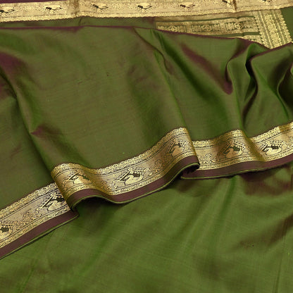 Indian Vintage Heavy Green Kanjivaram Saree 100% Pure Silk Zari 5Yd Floral Crafting Dress making Crafting Quilting Bollywood Saree