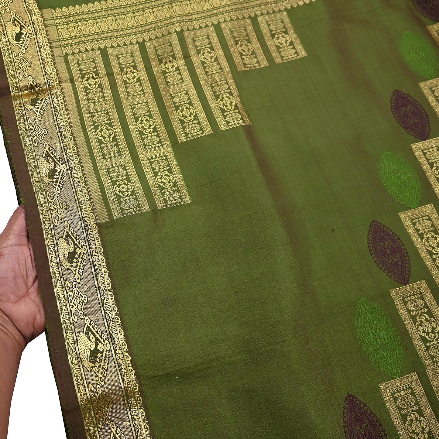 Indian Vintage Heavy Green Kanjivaram Saree 100% Pure Silk Zari 5Yd Floral Crafting Dress making Crafting Quilting Bollywood Saree