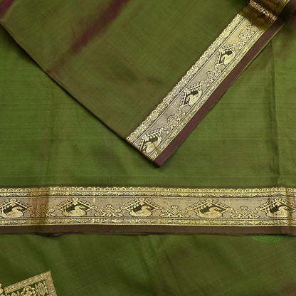 Indian Vintage Heavy Green Kanjivaram Saree 100% Pure Silk Zari 5Yd Floral Crafting Dress making Crafting Quilting Bollywood Saree