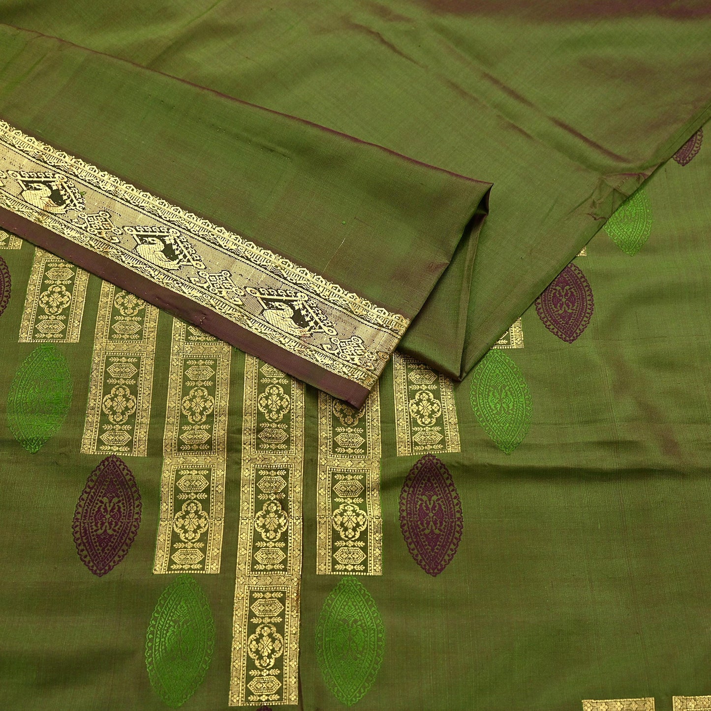 Indian Vintage Heavy Green Kanjivaram Saree 100% Pure Silk Zari 5Yd Floral Crafting Dress making Crafting Quilting Bollywood Saree