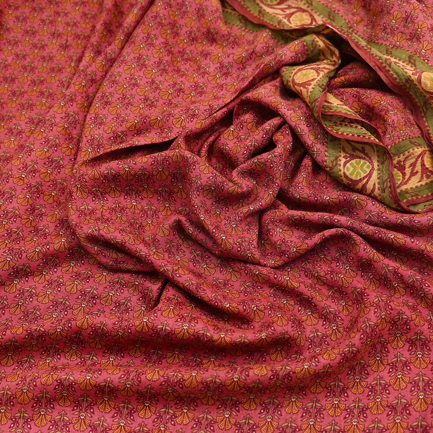 Vintage Peach Pure Khadi Silk Saree 5Yd Handloom Indian Sari Soft Fabric Sustainable Craft Textile Boho Dressmaking Material