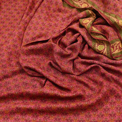 Vintage Peach Pure Khadi Silk Saree 5Yd Handloom Indian Sari Soft Fabric Sustainable Craft Textile Boho Dressmaking Material