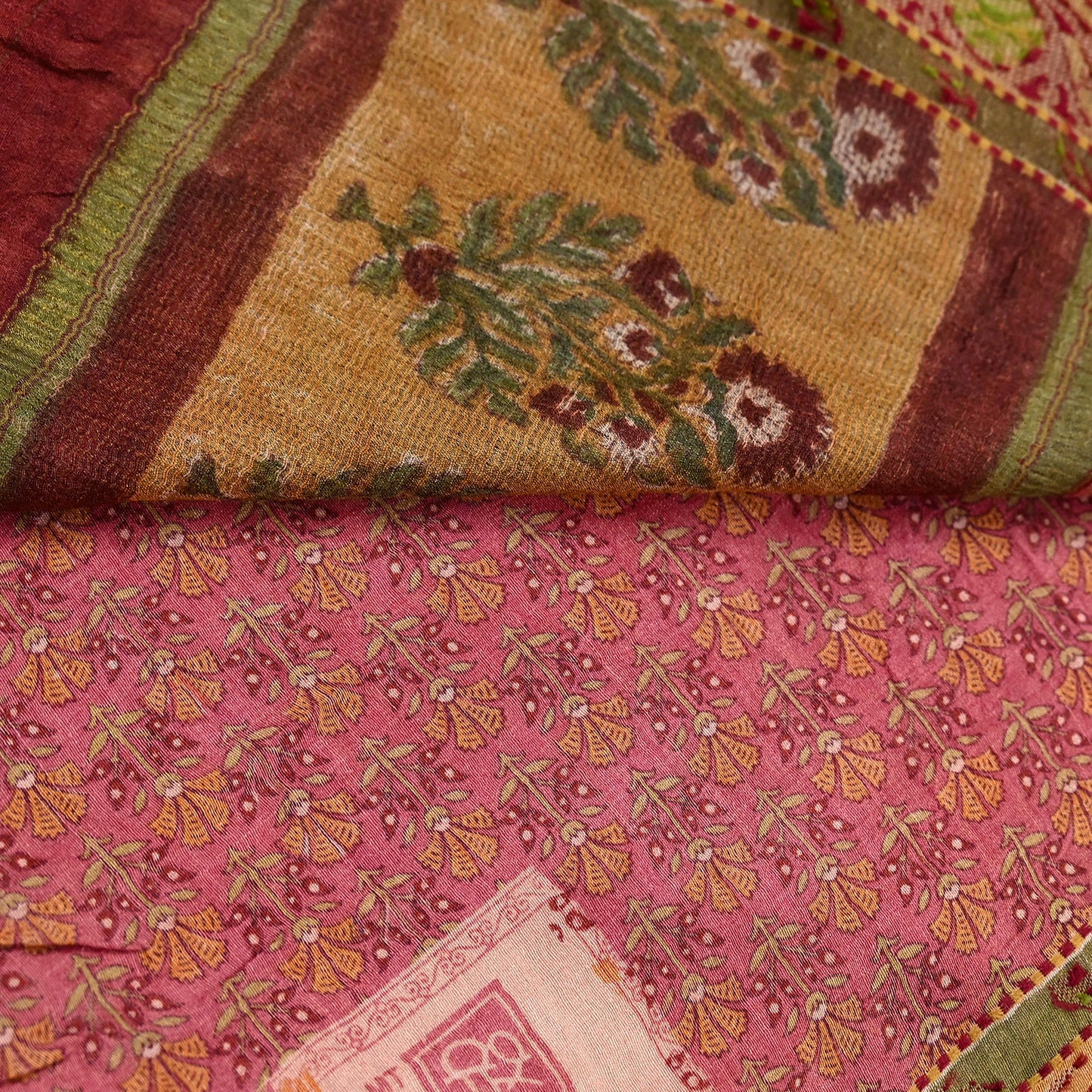 Vintage Peach Pure Khadi Silk Saree 5Yd Handloom Indian Sari Soft Fabric Sustainable Craft Textile Boho Dressmaking Material