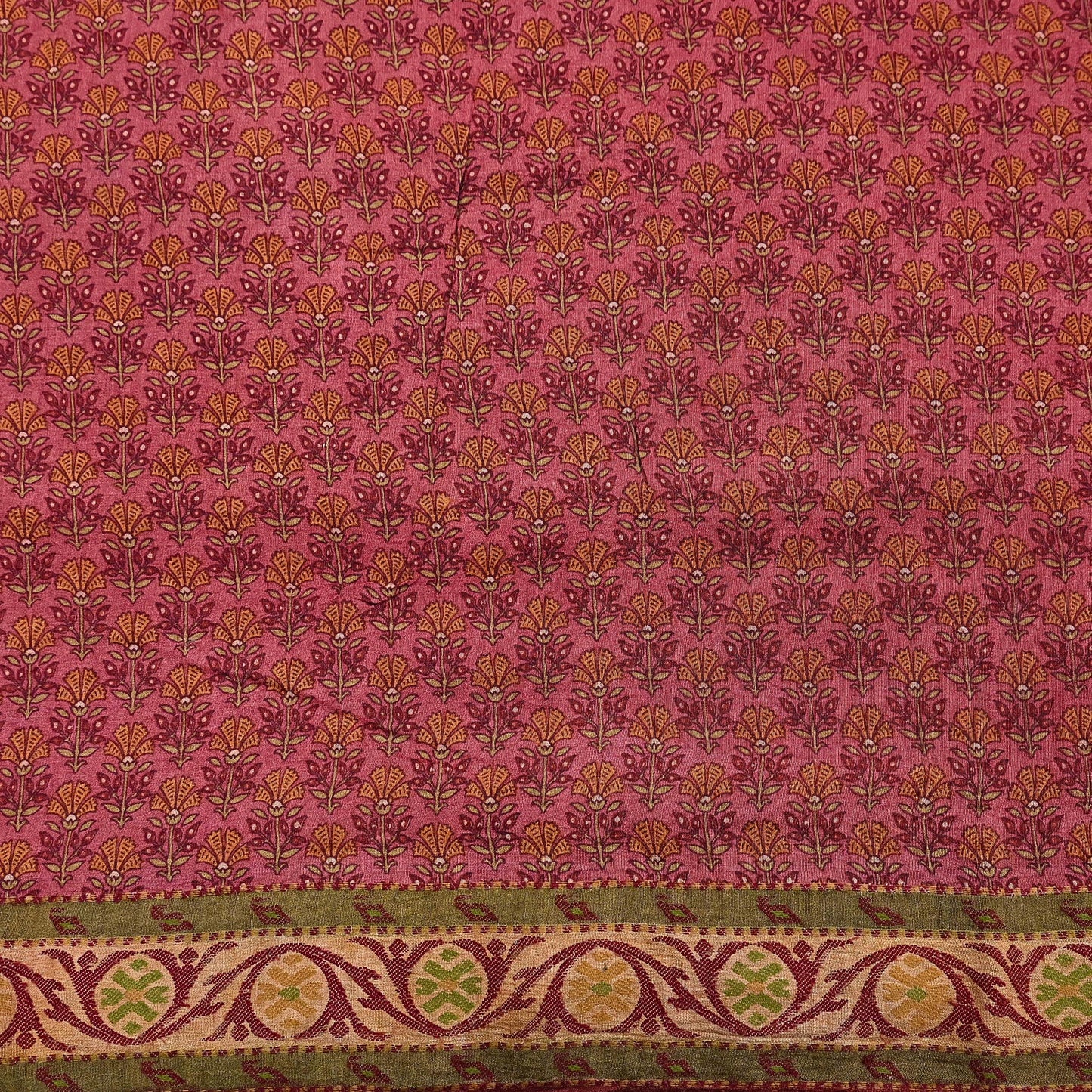 Vintage Peach Pure Khadi Silk Saree 5Yd Handloom Indian Sari Soft Fabric Sustainable Craft Textile Boho Dressmaking Material