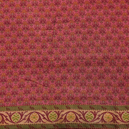 Vintage Peach Pure Khadi Silk Saree 5Yd Handloom Indian Sari Soft Fabric Sustainable Craft Textile Boho Dressmaking Material