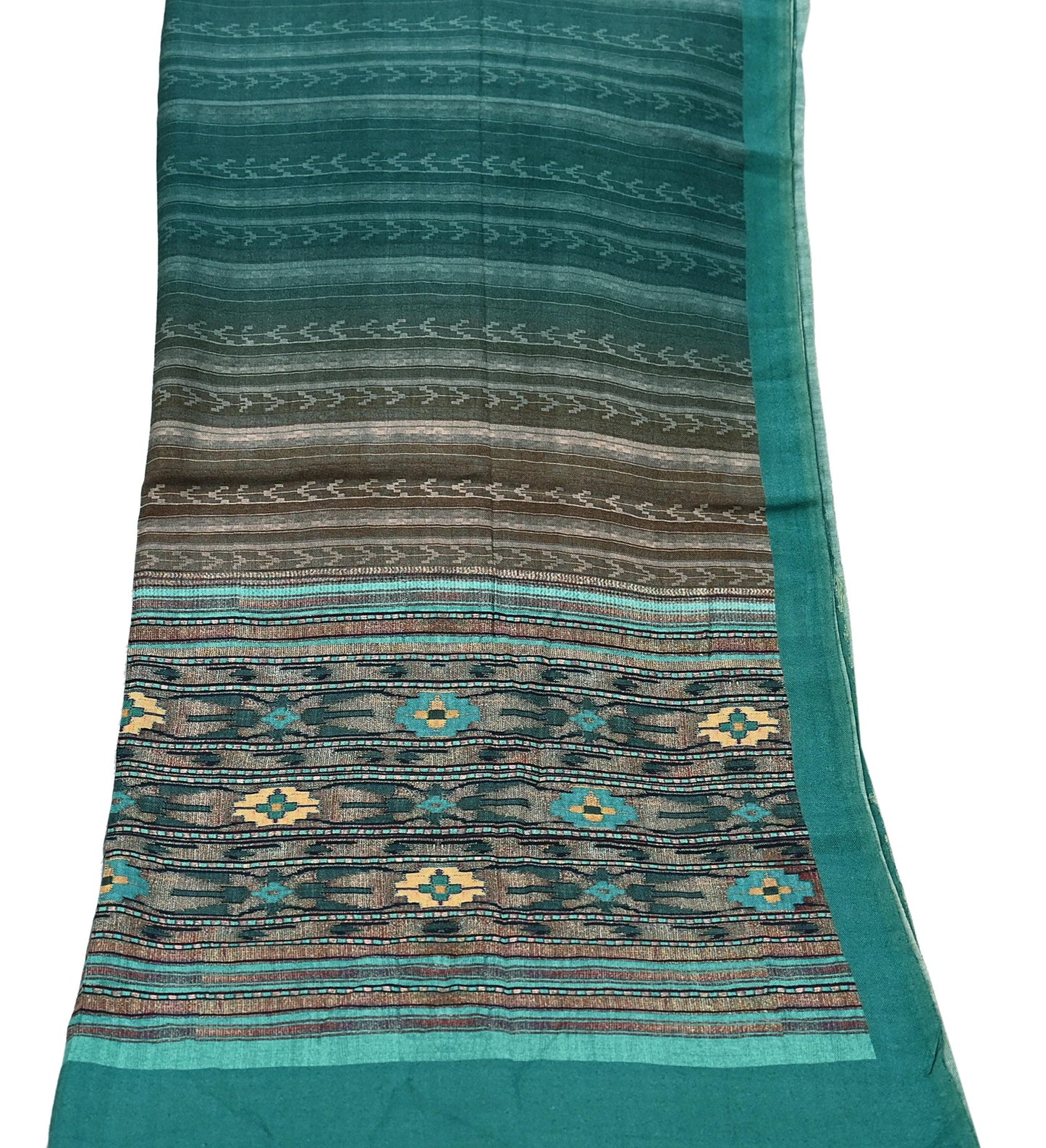Indian Vintage green Long Stole Woolen Scarf Dupatta Infinity Scarves Printed Sarong Wrap Craft Fabric Veil Woman Hijab Shawl Floral