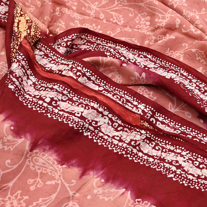 Indian Vintage Sarees Batik Printed 100% Pure Silk Sari Craft Fabric 6Yd Soft Sewing Sarong Wrap Boho Dress Making For Crafting Quilting