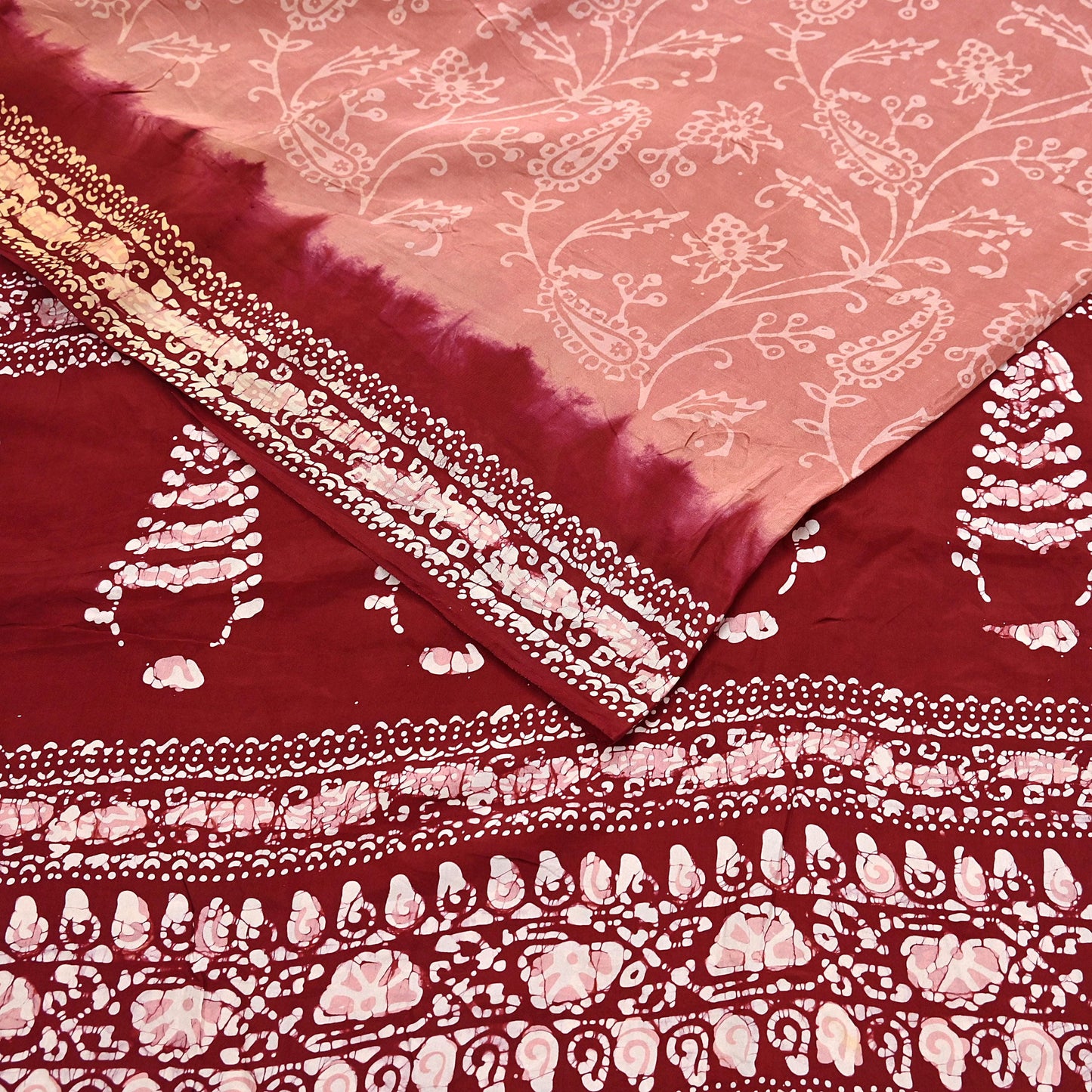 Indian Vintage Sarees Batik Printed 100% Pure Silk Sari Craft Fabric 6Yd Soft Sewing Sarong Wrap Boho Dress Making For Crafting Quilting