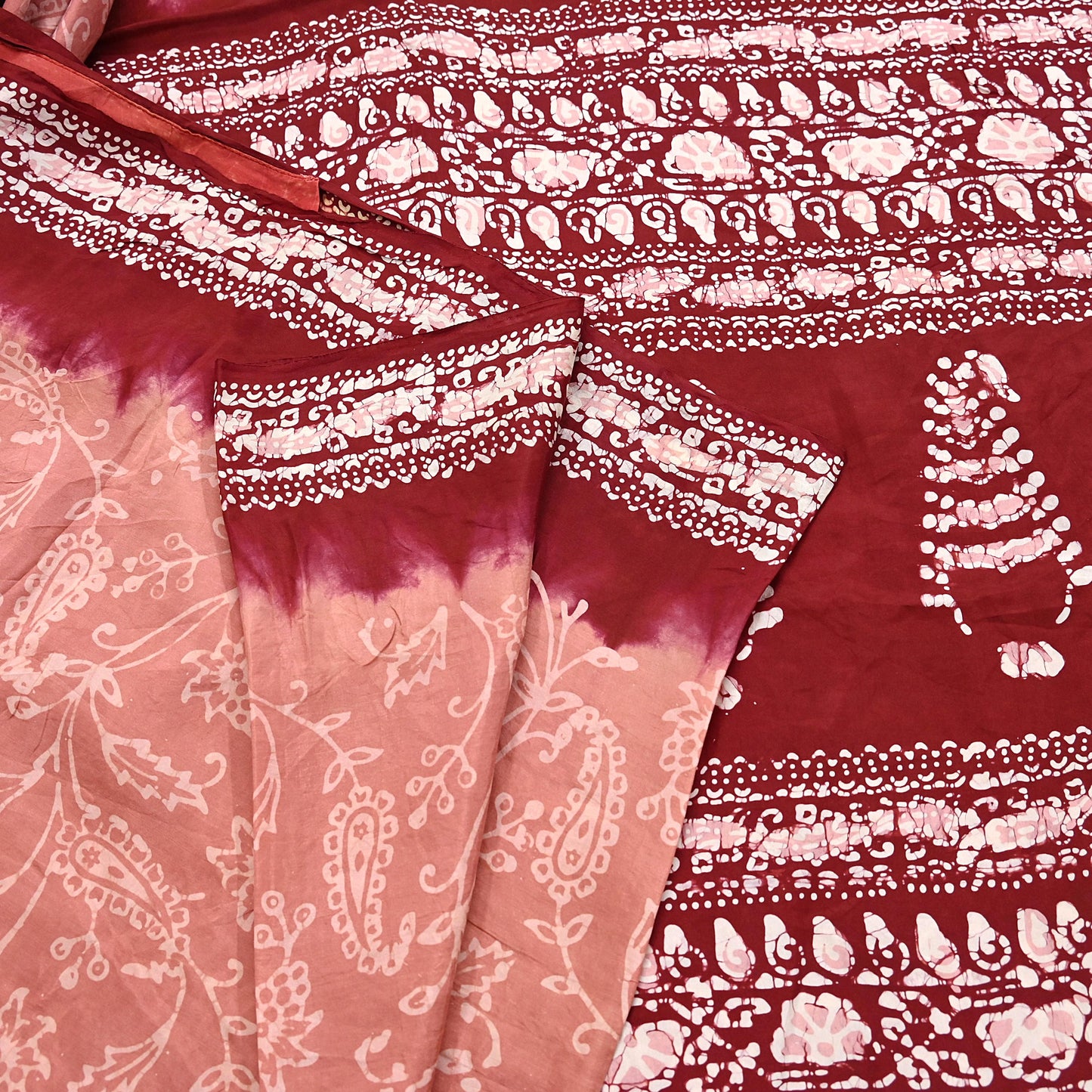 Indian Vintage Sarees Batik Printed 100% Pure Silk Sari Craft Fabric 6Yd Soft Sewing Sarong Wrap Boho Dress Making For Crafting Quilting