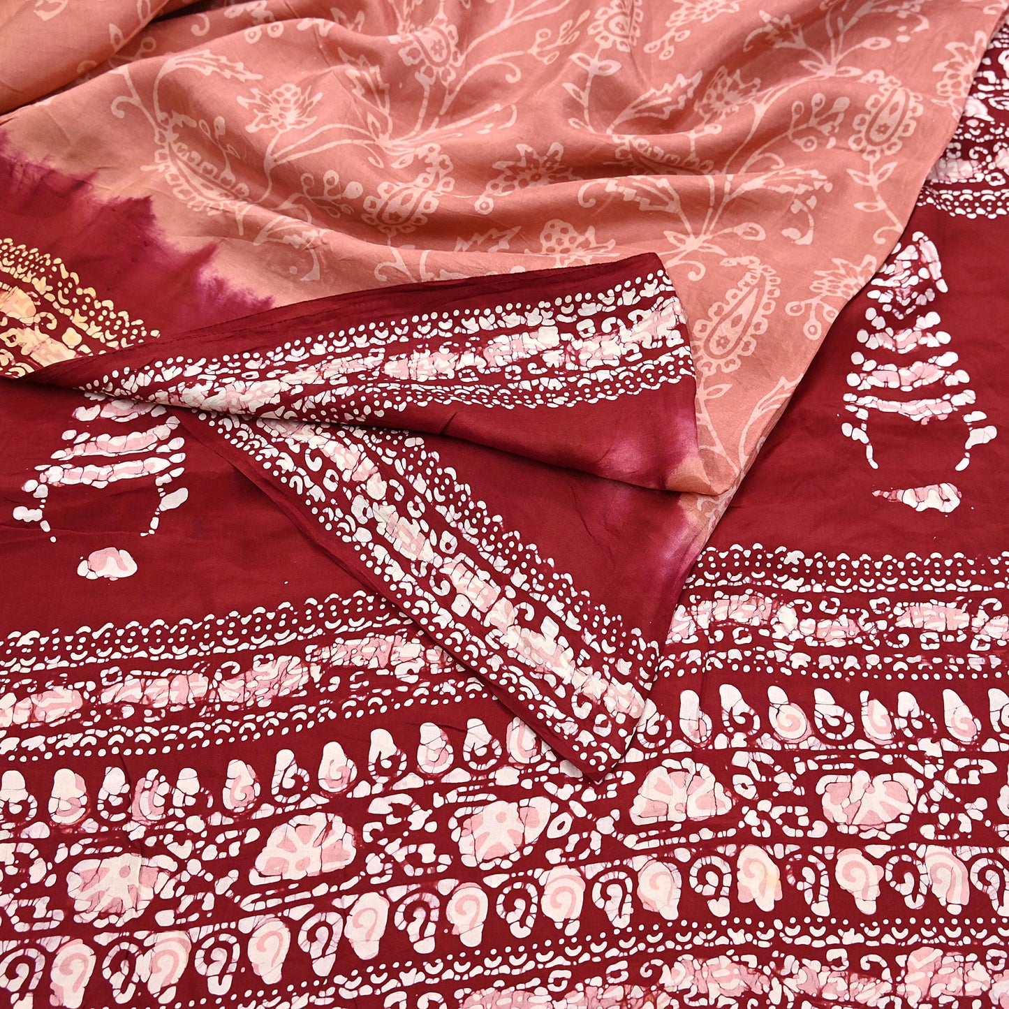 Indian Vintage Sarees Batik Printed 100% Pure Silk Sari Craft Fabric 6Yd Soft Sewing Sarong Wrap Boho Dress Making For Crafting Quilting