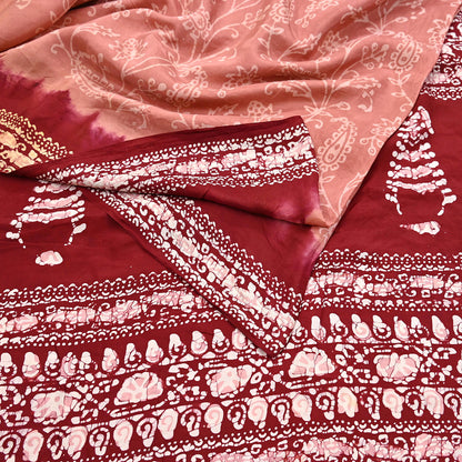 Indian Vintage Sarees Batik Printed 100% Pure Silk Sari Craft Fabric 6Yd Soft Sewing Sarong Wrap Boho Dress Making For Crafting Quilting