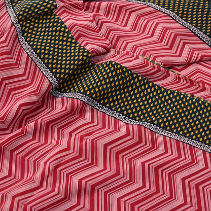 Indian Vintage Sari Maroon Pure Crepe Silk Block Printed Saree 5yard Sewing Quilting Floral Soft Craft Fabric Wrap