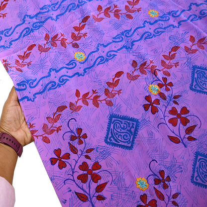 Indian Vintage Sari Purple Pure Crepe Silk Hand Embroidered Saree 5yd Sewing Floral Craft Sequins Dress making Crafting Quilting