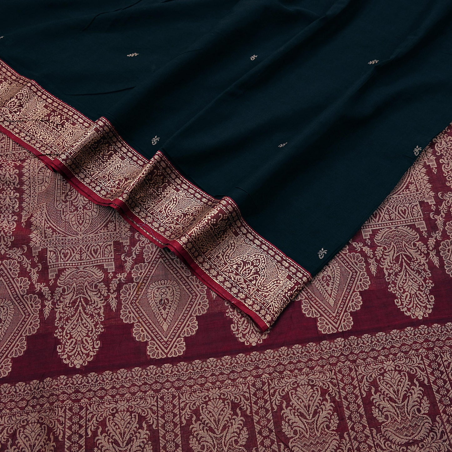 Indian Vintage Sari Maroon & Black Pure Cotton Hand Woven Sarees Craft Fabric 5yd Ethnic Crafting Upcycle Quilting Dress Making Quilting