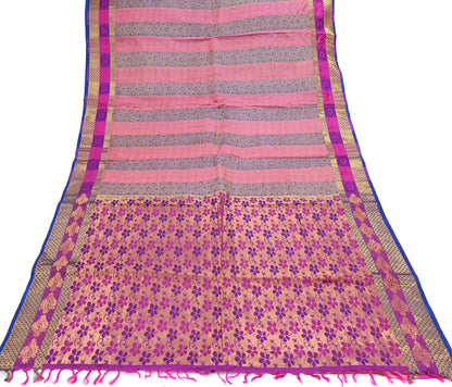 Vintage Kanjivaram Silk Saree Multi Pure Silk Zari Fabric Indian Handwoven 5Yd Craft Material Dressmaking Textile