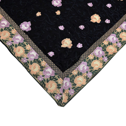 Indian Vintage Sari Black Georgette Embroidered Sarees Craft Fabric 5Yd Sewing Soft Ethnic Dress Making Bridal Saree