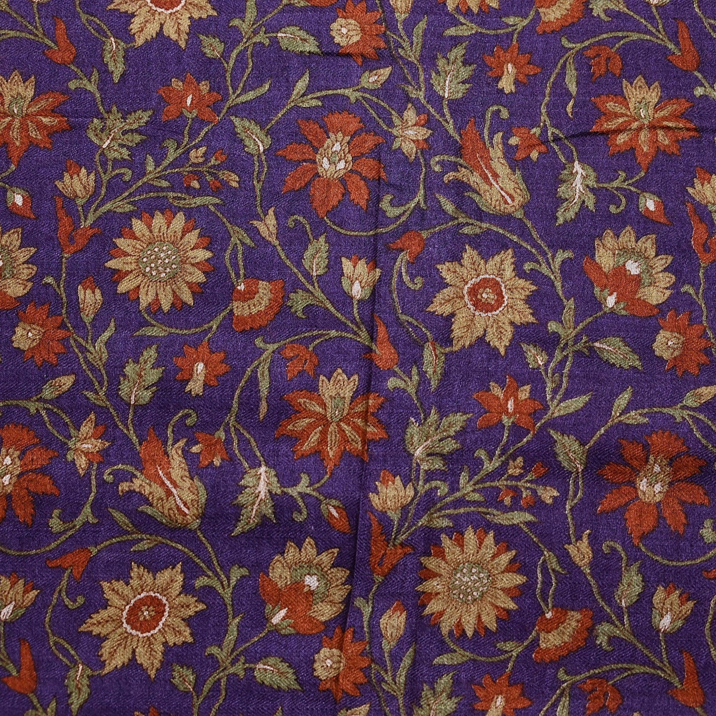 Vintage Purple Green Wool Saree Indian Pure Wool Floral Woven Fabric 6 Yard Soft Warm Craft Material for Winter Dressmaking & Sewing