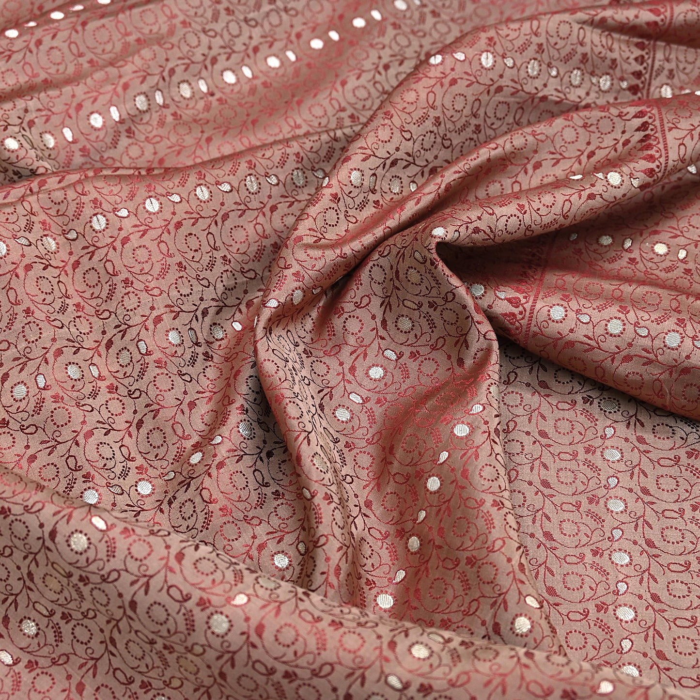 Vintage Brown Banarasi Silk Saree Pure Satin Silk Handwoven Tanchoi Fabric with Paisley Weave 5 Yard Dressmaking Craft Material
