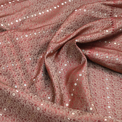 Vintage Brown Banarasi Silk Saree Pure Satin Silk Handwoven Tanchoi Fabric with Paisley Weave 5 Yard Dressmaking Craft Material