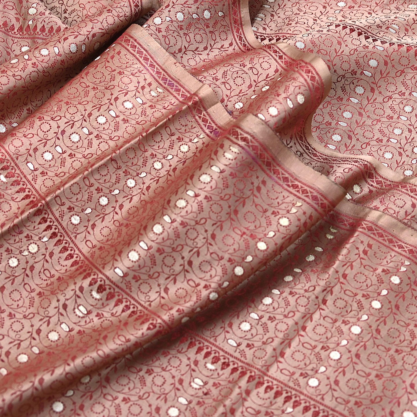 Vintage Brown Banarasi Silk Saree Pure Satin Silk Handwoven Tanchoi Fabric with Paisley Weave 5 Yard Dressmaking Craft Material