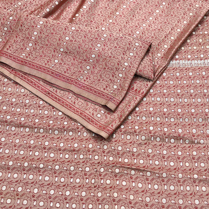 Vintage Brown Banarasi Silk Saree Pure Satin Silk Handwoven Tanchoi Fabric with Paisley Weave 5 Yard Dressmaking Craft Material