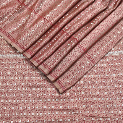 Vintage Brown Banarasi Silk Saree Pure Satin Silk Handwoven Tanchoi Fabric with Paisley Weave 5 Yard Dressmaking Craft Material