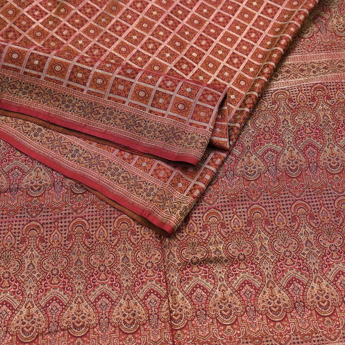 Indian Vintage Sari Maroon Heavy Wedding Pure Satin Silk Woven Banarasi Tanchoi Saree 5Yd Ethnic Craft Fabric Upcycle Bridal Heavy Sarees