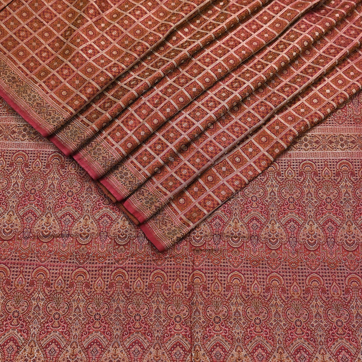 Indian Vintage Sari Maroon Heavy Wedding Pure Satin Silk Woven Banarasi Tanchoi Saree 5Yd Ethnic Craft Fabric Upcycle Bridal Heavy Sarees