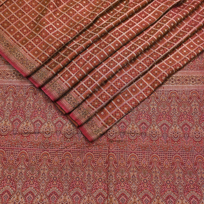 Indian Vintage Sari Maroon Heavy Wedding Pure Satin Silk Woven Banarasi Tanchoi Saree 5Yd Ethnic Craft Fabric Upcycle Bridal Heavy Sarees