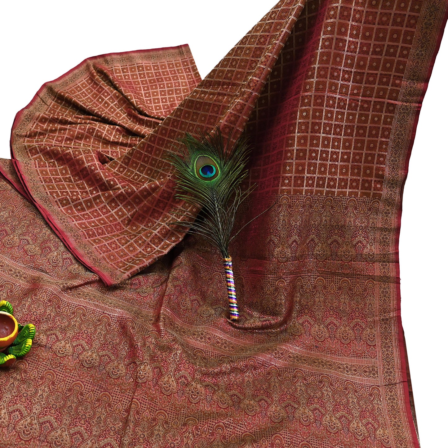 Indian Vintage Sari Maroon Heavy Wedding Pure Satin Silk Woven Banarasi Tanchoi Saree 5Yd Ethnic Craft Fabric Upcycle Bridal Heavy Sarees