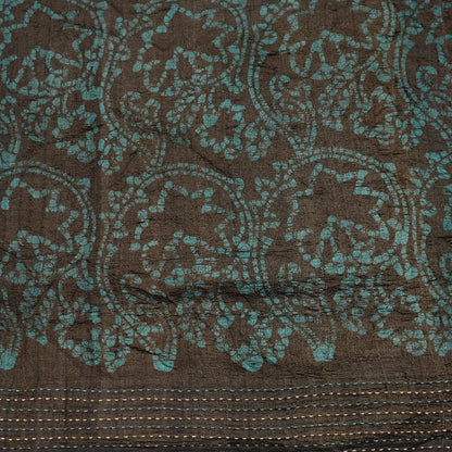 Vintage Brown Pure Khadi Silk Saree 6Yd Handloom batik Indian Sari Soft Fabric Sustainable Craft Textile Boho Dressmaking Material