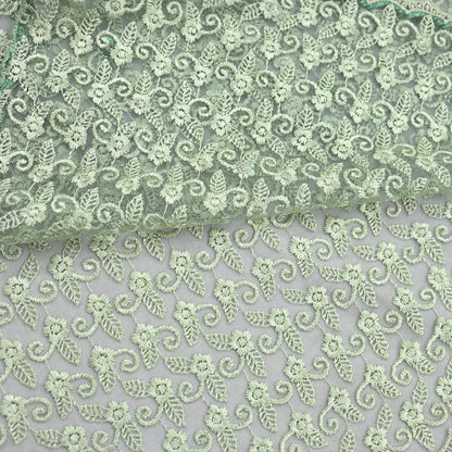 Indian Vintage Heavy Sari Green Net/Mesh Embroidered Sarees 5Yd Sewing Soft Floral Craft Fabric Dress making Crafting Bollywood sari