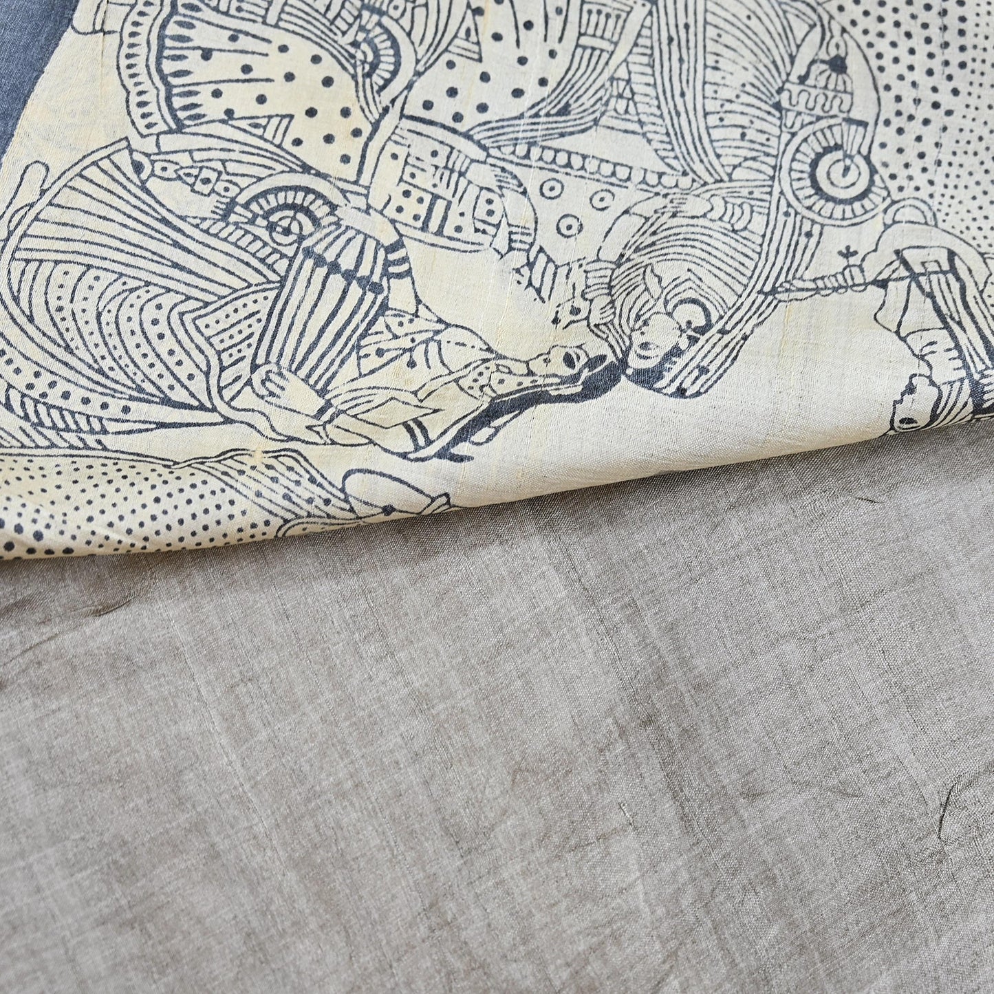 Indian Vintage Brown & Ivory Saree Pure Khadi Silk Handloom Printed Sari Fabric 6yd Ethnic Wear Sari Stripes Designs Dress making Crafting