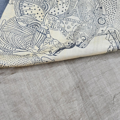 Indian Vintage Brown & Ivory Saree Pure Khadi Silk Handloom Printed Sari Fabric 6yd Ethnic Wear Sari Stripes Designs Dress making Crafting