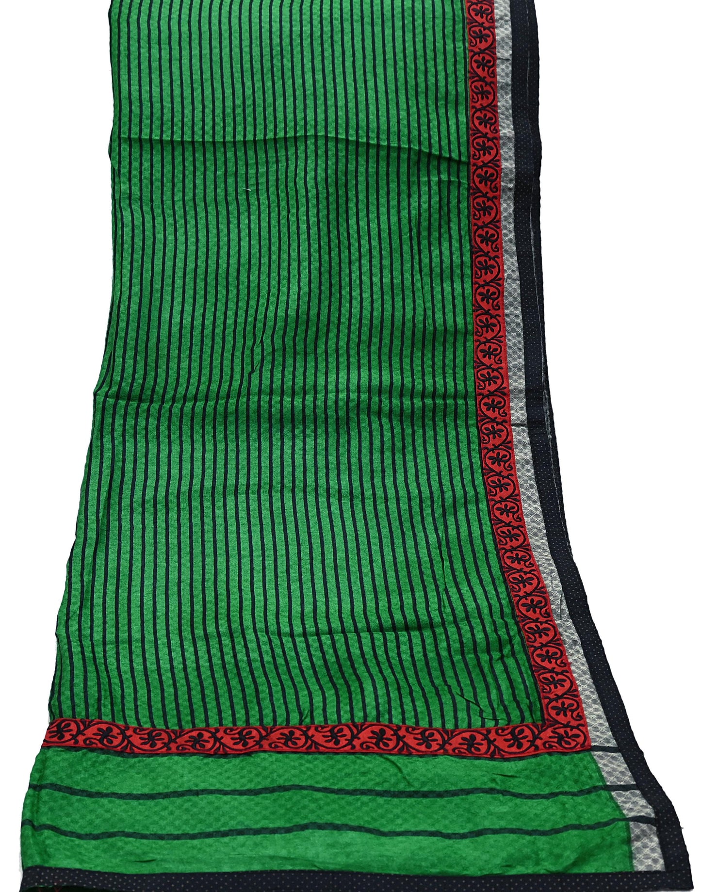Indian Vintage Green Long Stole Pure Woolen Scarf Printed Dupatta Infinity Scarves Sarong Wrap Veil Woman Hijab Shawl Craft Fabric