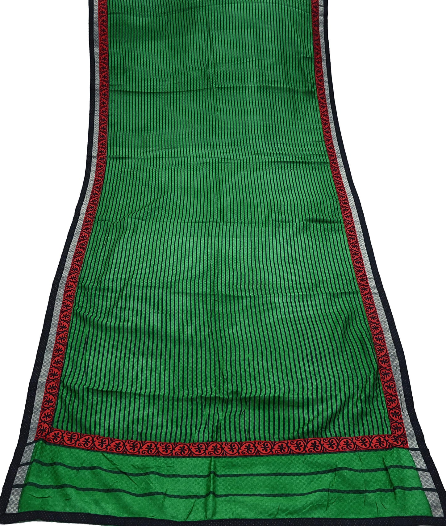 Indian Vintage Green Long Stole Pure Woolen Scarf Printed Dupatta Infinity Scarves Sarong Wrap Veil Woman Hijab Shawl Craft Fabric