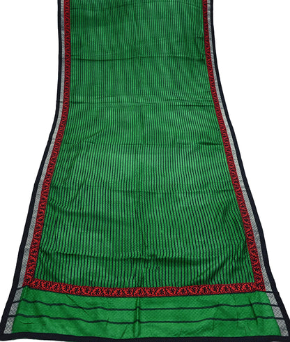 Indian Vintage Green Long Stole Pure Woolen Scarf Printed Dupatta Infinity Scarves Sarong Wrap Veil Woman Hijab Shawl Craft Fabric