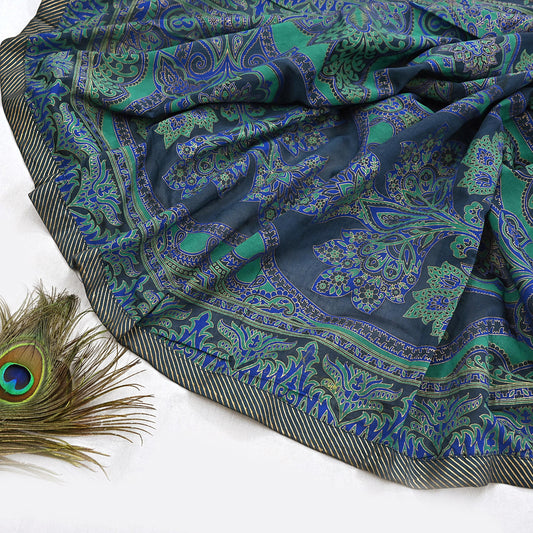 Indian gray Vintage Dupatta Long Stole hand block painted pure Cotton Scarves Scarf Veil Wrap Boho Soft Floral Design