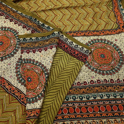 Indian Vintage Sari Green Pure Silk Hand Embroidered Sarees 5Yd Craft Fabric Sewing soft Quilting Crafting Ethnic Bollywood sarees