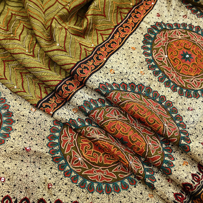 Indian Vintage Sari Green Pure Silk Hand Embroidered Sarees 5Yd Craft Fabric Sewing soft Quilting Crafting Ethnic Bollywood sarees