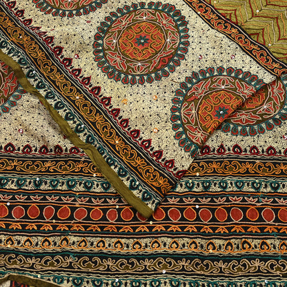 Indian Vintage Sari Green Pure Silk Hand Embroidered Sarees 5Yd Craft Fabric Sewing soft Quilting Crafting Ethnic Bollywood sarees