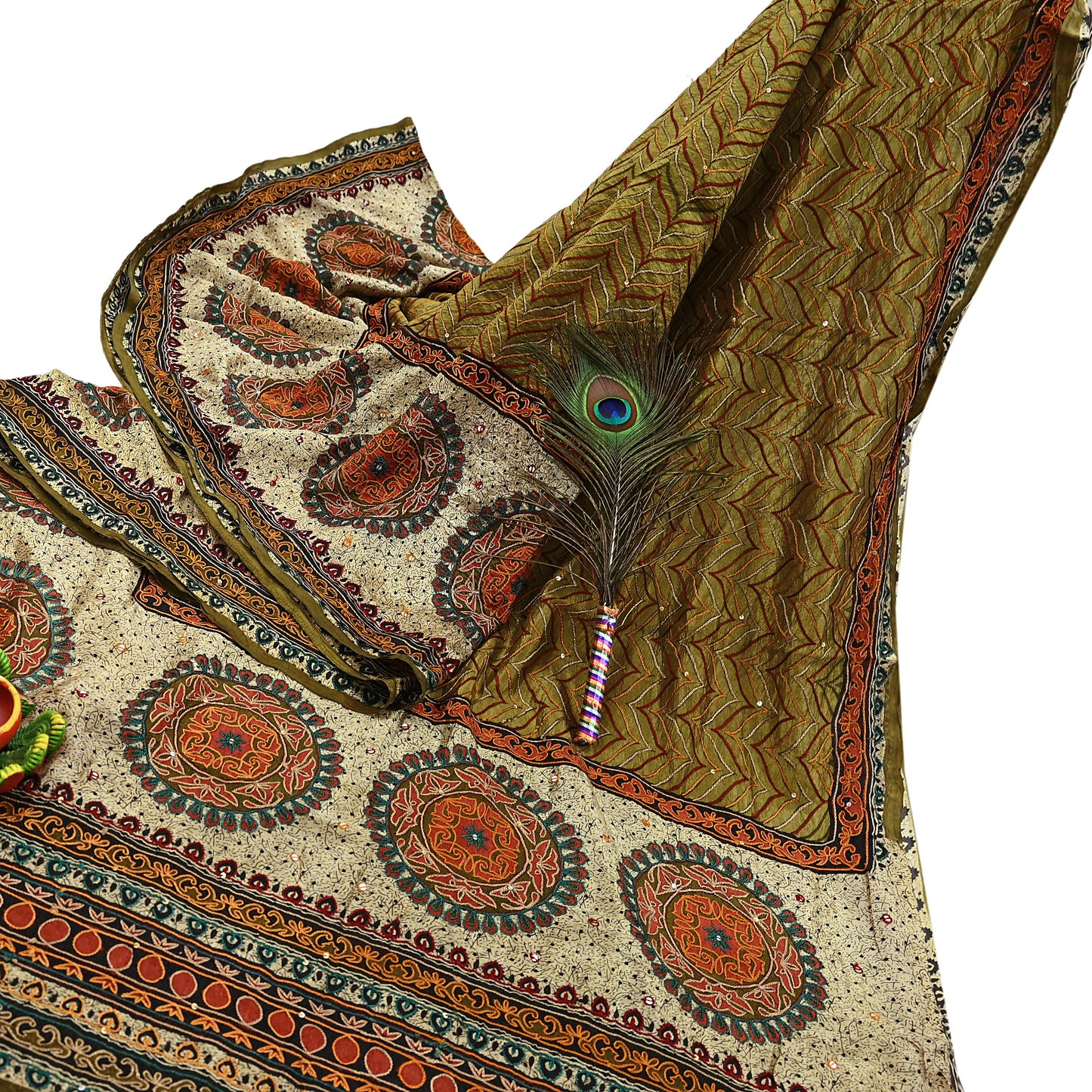 Indian Vintage Sari Green Pure Silk Hand Embroidered Sarees 5Yd Craft Fabric Sewing soft Quilting Crafting Ethnic Bollywood sarees
