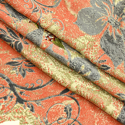 Indian Vintage Moss Crepe Saree Printed Floral Sari Fabric 6 Yards Soft Craft Fabric for Sewing, Dressmaking, Quilting,Upcycling