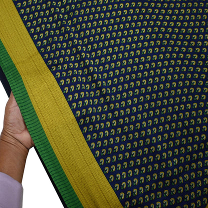 Indian Vintage Green & Blue Saree Moss Crepe Printed Sari 6yd Sewing Paisley Soft Craft Fabric Dressmaking Quilting Crafting Upcycle