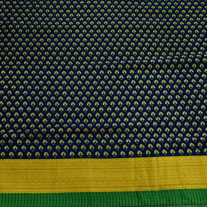 Indian Vintage Green & Blue Saree Moss Crepe Printed Sari 6yd Sewing Paisley Soft Craft Fabric Dressmaking Quilting Crafting Upcycle